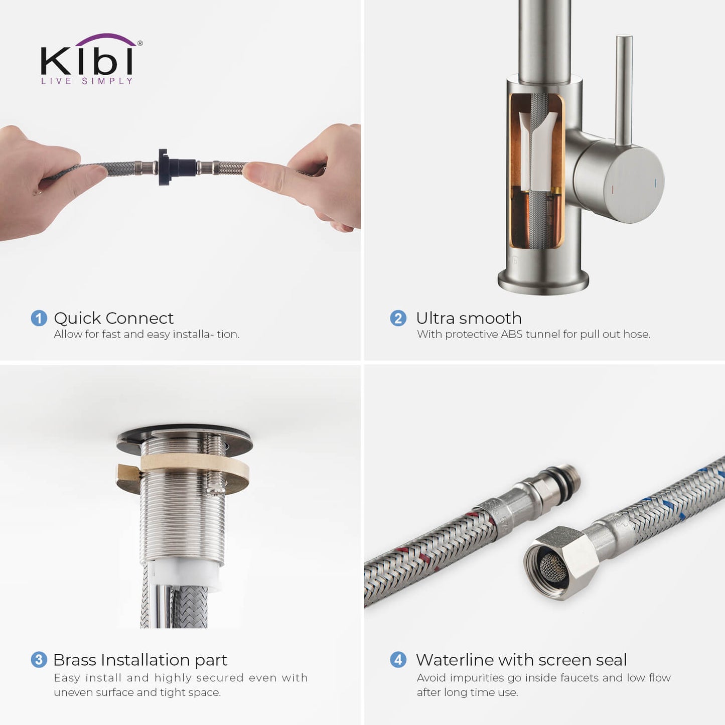 Kibi Lodi Single Handle High Arc Pull Down Kitchen Faucet IN Brushed Nickel Finish - KKF2004BN