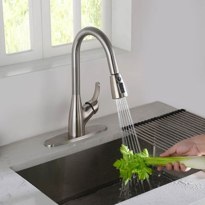 Kibi Single Handle Pull Down Kitchen Faucet In Brushed Nickel Finish - F101BN