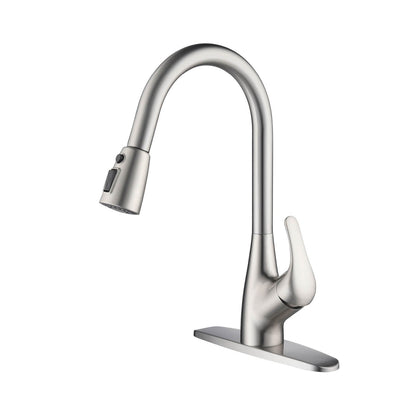 Kibi Single Handle Pull Down Kitchen Faucet In Brushed Nickel Finish - F101BN