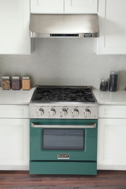 Kucht 30 Inch Professional KNG Series Natural Gas Stainless Steel Range with Green Oven Door - KNG301-G
