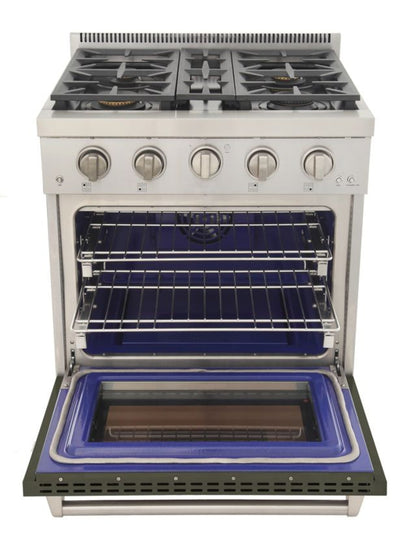 Kucht 30 Inch Professional KFX-X Series Natural Gas Stainless Steel Range with Green Oven Door - KFX3000X-G