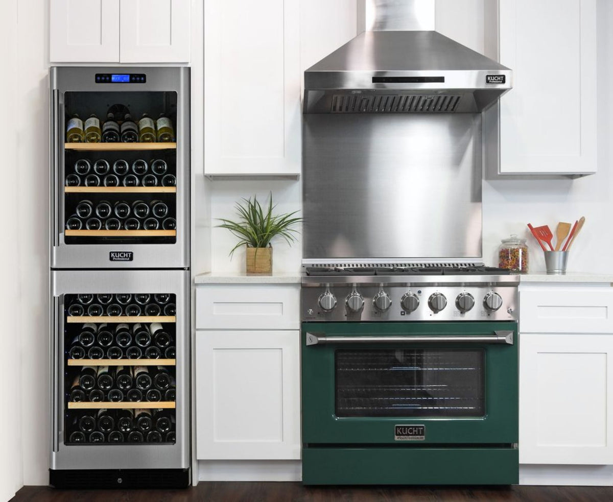 Kucht 36 Inch Professional KNG Series Liquid Propane Gas Stainless Steel Range with Green Oven Door - KNG361/LP-G