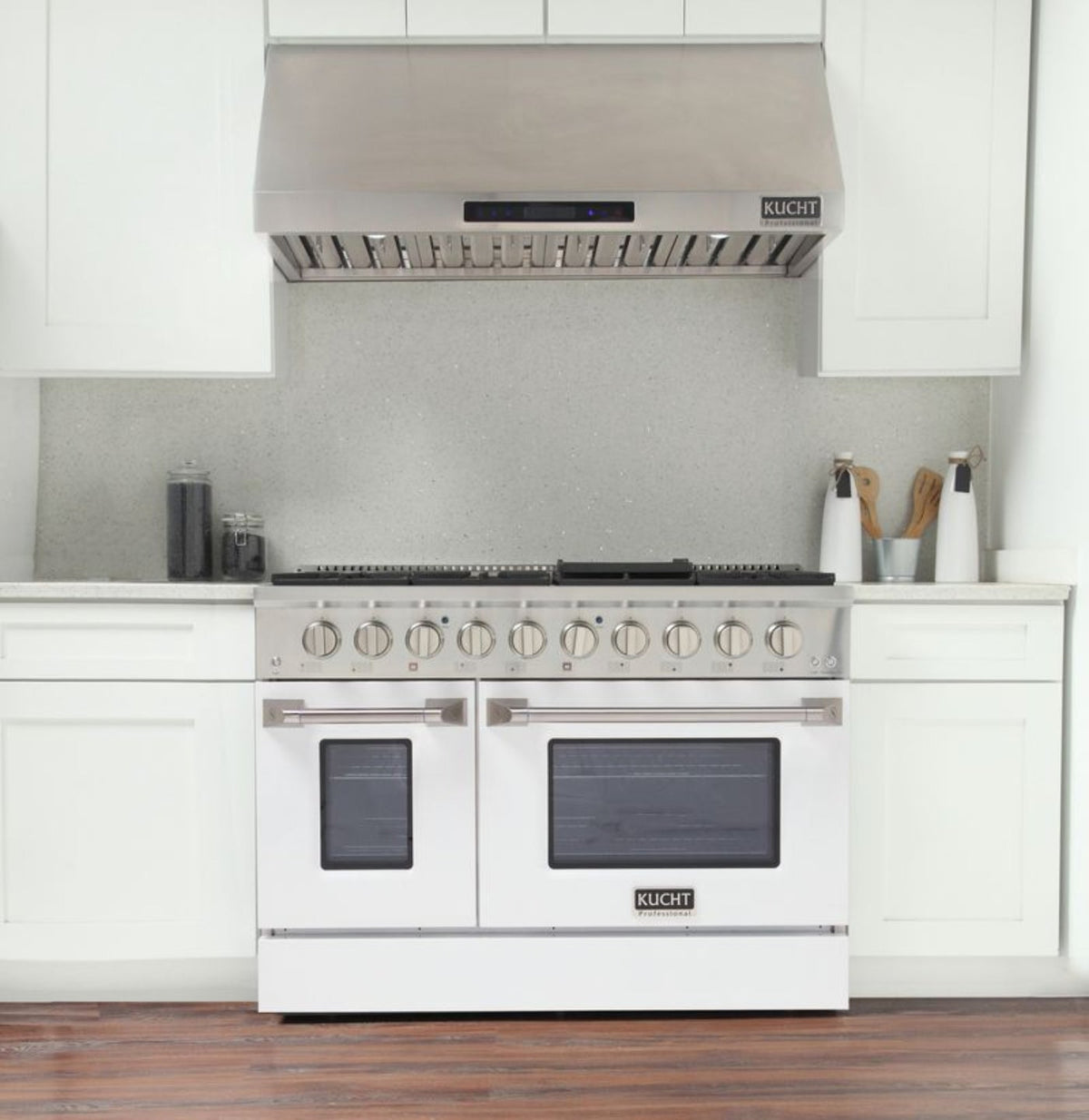 Kucht 48 Inch Pro-Style KDF Series Natural Gas Stainless Steel Dual Fuel Range with White Oven Door