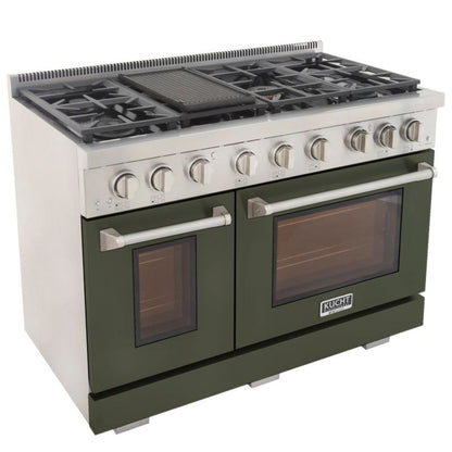 GREE Kucht 48 Inch Professional KFX-X Series Liquid Propane Gas Stainless Steel Range with Green Oven Door - KFX4800X/LP-G