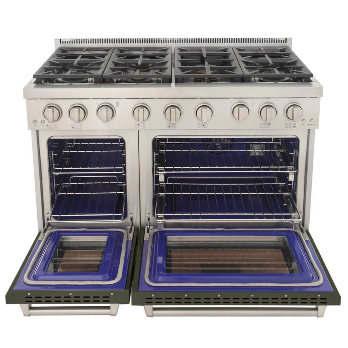 GREE Kucht 48 Inch Professional KFX-X Series Liquid Propane Gas Stainless Steel Range with Green Oven Door - KFX4800X/LP-G