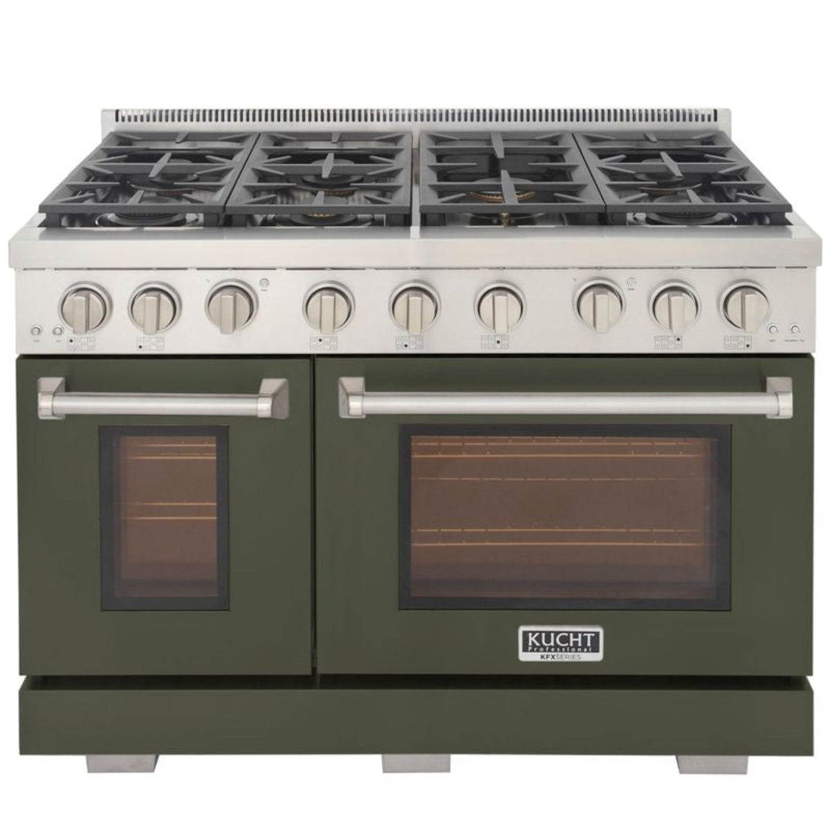 GREE Kucht 48 Inch Professional KFX-X Series Liquid Propane Gas Stainless Steel Range with Green Oven Door - KFX4800X/LP-G