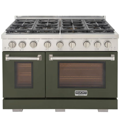 GREE Kucht 48 Inch Professional KFX-X Series Liquid Propane Gas Stainless Steel Range with Green Oven Door - KFX4800X/LP-G