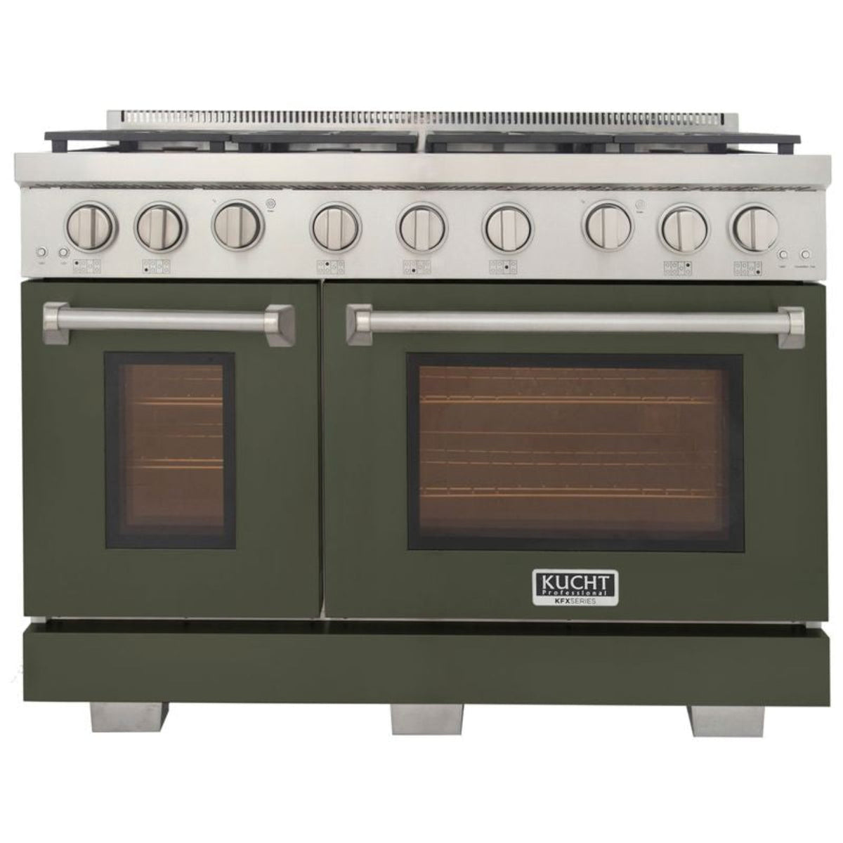 Kucht 48 Inch Professional KFX-X Series Natural Gas Stainless Steel Range with Green Oven Door - KFX4800X-G