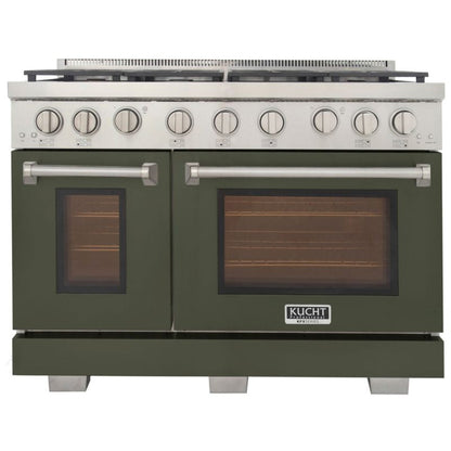 Kucht 48 Inch Professional KFX-X Series Natural Gas Stainless Steel Range with Green Oven Door - KFX4800X-G