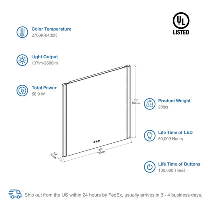 Blossom Binary 30″ LED Mirror - LED M5 3032 CH