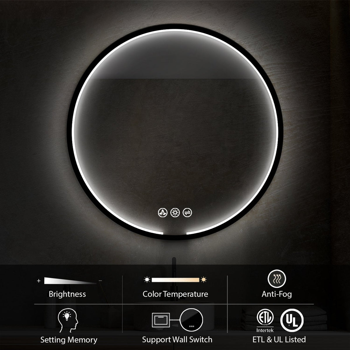 Blossom Oskar 32 Inch Round LED Mirror - LED M7 R32 MB