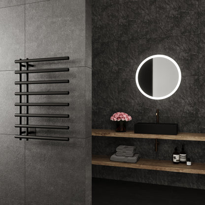 Paris Mirror Leto Wall Mounted Electric Towel Warmer in Black - LETOBLK08