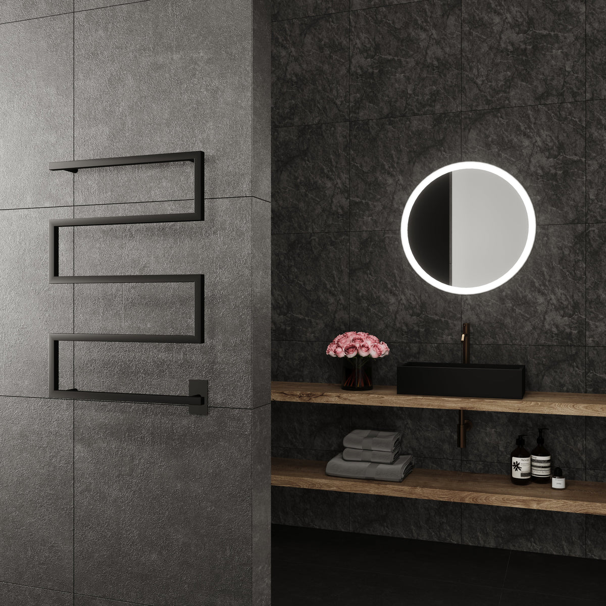 Paris Mirror Metis Wall Mounted Electric Towel Warmer in Black - METIBLK05