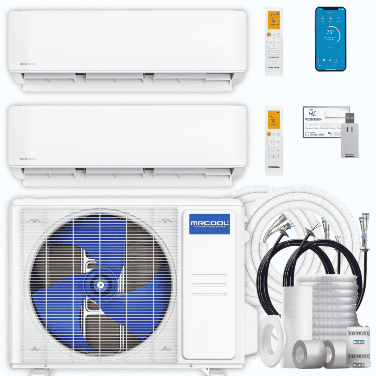 MRCOOL DIY 5th Gen 2-Zone 36,000 BTU Ductless Mini Split Air Conditioner & Heat Pump with Pre-Charged Line Sets (18K+18K), -  DIYM236HP