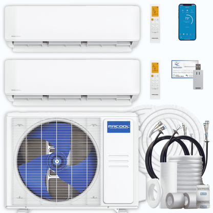 MRCOOL DIY 5th Gen 2-Zone 36,000 BTU Ductless Mini Split Air Conditioner & Heat Pump with Pre-Charged Line Sets (12K+24K) - , DIYM248HP