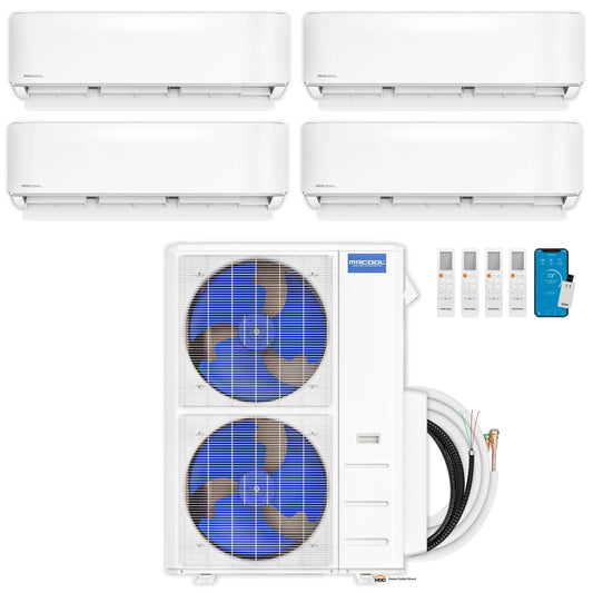 MRCOOL DIY 5th Gen Mini Split - 4-Zone 48,000 BTU Ductless Air Conditioner and Heat Pump Condenser with 24K + 6K + 6K + 6K Wall Mount Air Handlers - DIY5-4Z-48HP-24K6K6K6K