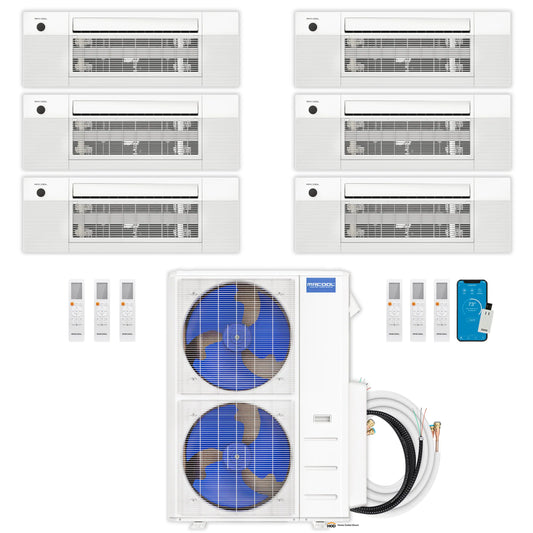 MRCOOL DIY 5th Gen Mini Split - 6-Zone 48,000 BTU Ductless Air Conditioner and Heat Pump Condenser with 12K + 12K + 12K + 9K + 6K + 6K Ceiling Cassette Air Handlers