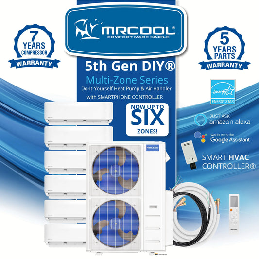 MRCOOL DIY 5th Gen Mini Split - 4-Zone 48,000 BTU Ductless Air Conditioner and Heat Pump Condenser with 9K + 9K + 6K + 6K Wall Mount Air Handlers - DIY5-4Z-48HP-9K9K6K6K