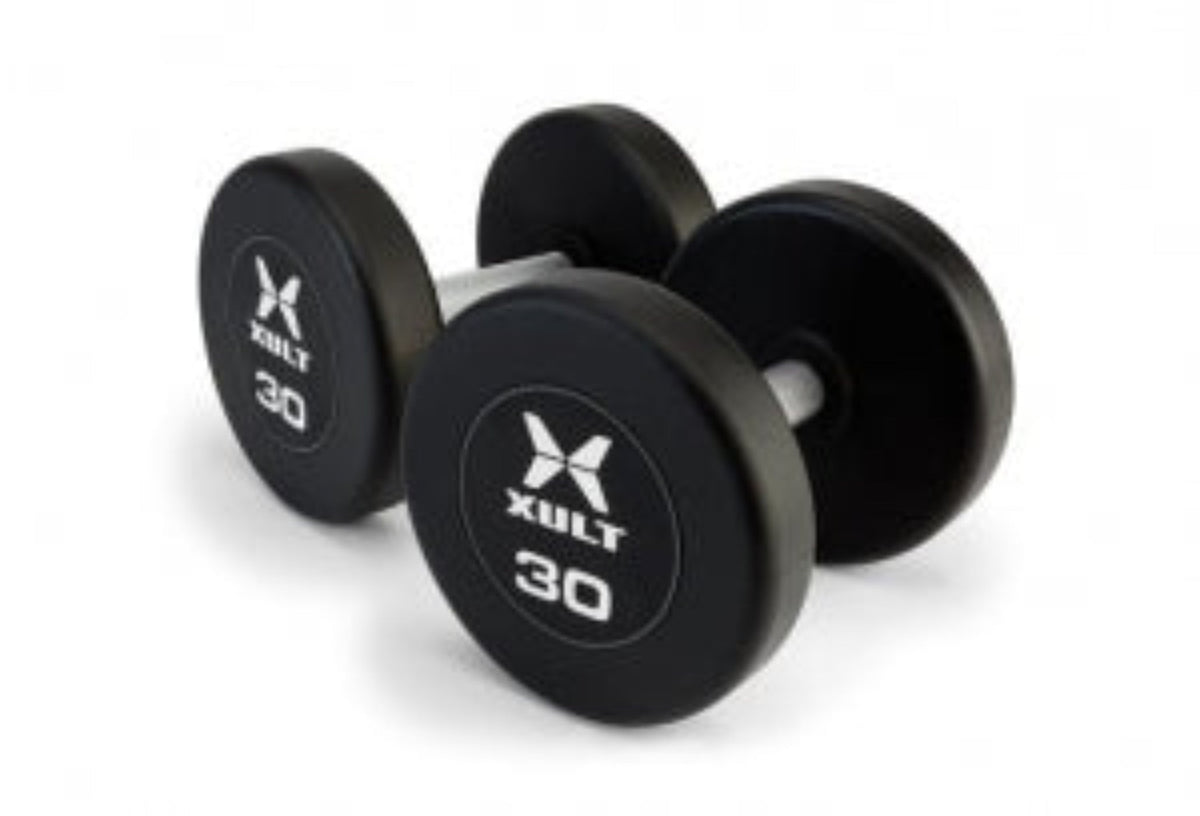 Johnson Health Tech XULT Urethane Hex Dumbbells - XULT Urethane Hex Dumbbell Set, Black, 27.5 lb. - XT-2.5-37.5URE-HEX
