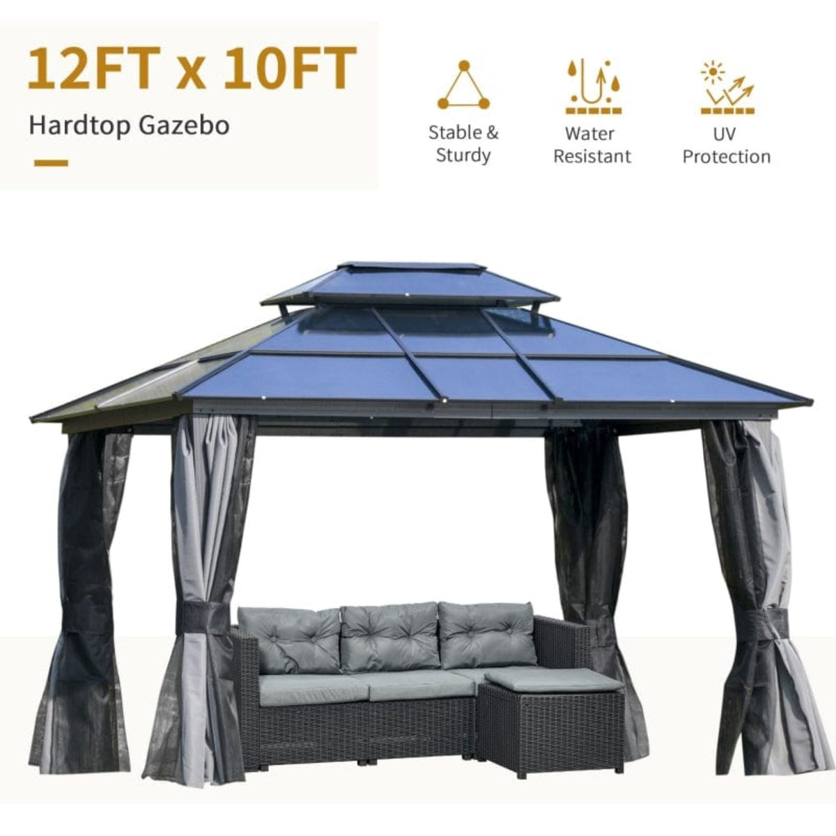 Outsunny 10x12 Hardtop Gazebo - 84C-215V01