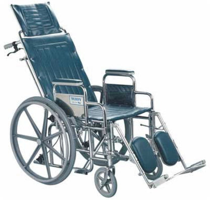 Patterson Medical Tuffy Extra Wide - Reclining Wheelchair Desk Length Arm Elevating Legrest Dark Blue Upholstery 16 Inch Seat Width Adult 250 lbs. Weight Capacity - 552716