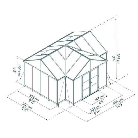Palram - Canopia | 12x15 Ft Triomphe Chalet Greenhouse - HG5500