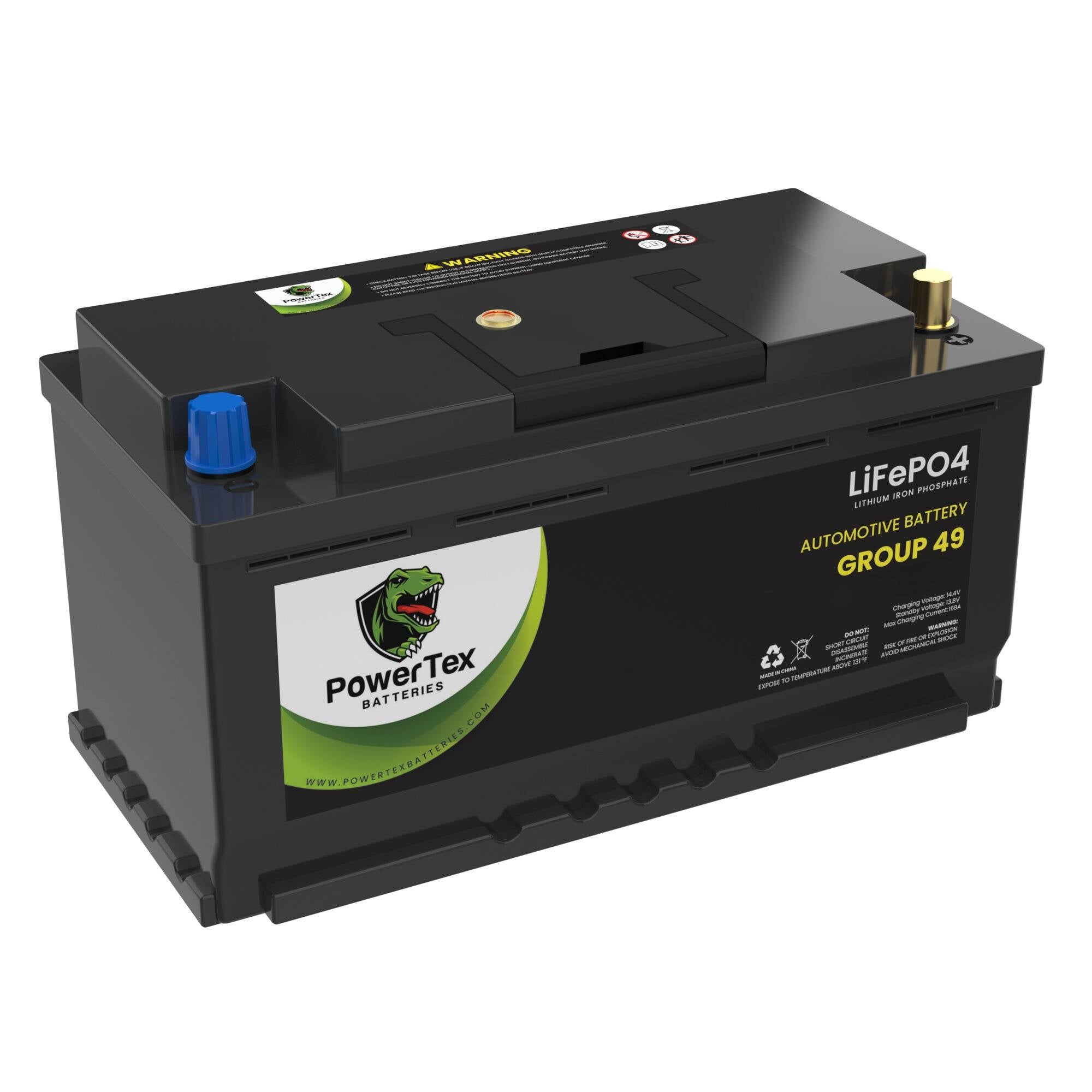 PowerTex  2006 Aston Martin V8 Vantage Car Battery BCI Group 49 / H8 Replacement Lithium LiFePO4 Automotive Battery - PTLG49-52