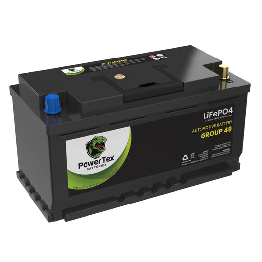 PowerTex 2022 BMW 740I L6 3.0LReplacement Car Battery BCI Group 49 Lithium LiFePO4 Automotive Powertex Battery - PTLG49-0157