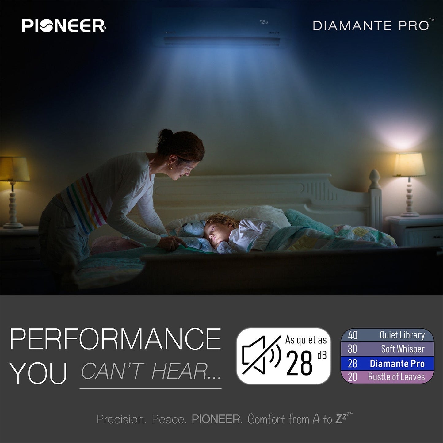 Pioneer Diamante Pro 9,000 BTU 19 SEER2 115V High-Wall Ductless Energy-Star Mini-Split Air Conditioner Inverter Heat Pump with 16 Ft. Kit - WYT009ALSI20RL