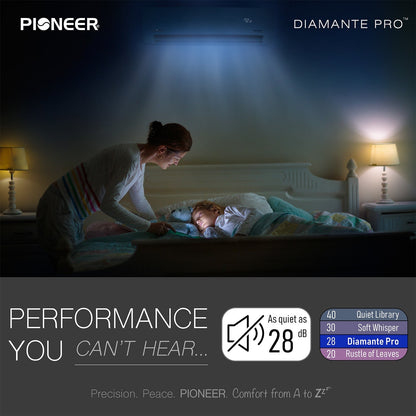 Pioneer Diamante Pro 9,000 BTU 20 SEER2 230V High-Wall Ductless Energy-Star Mini-Split Air Conditioner Inverter Heat Pump with 16 Ft. Kit - WYT009GLSI20RL