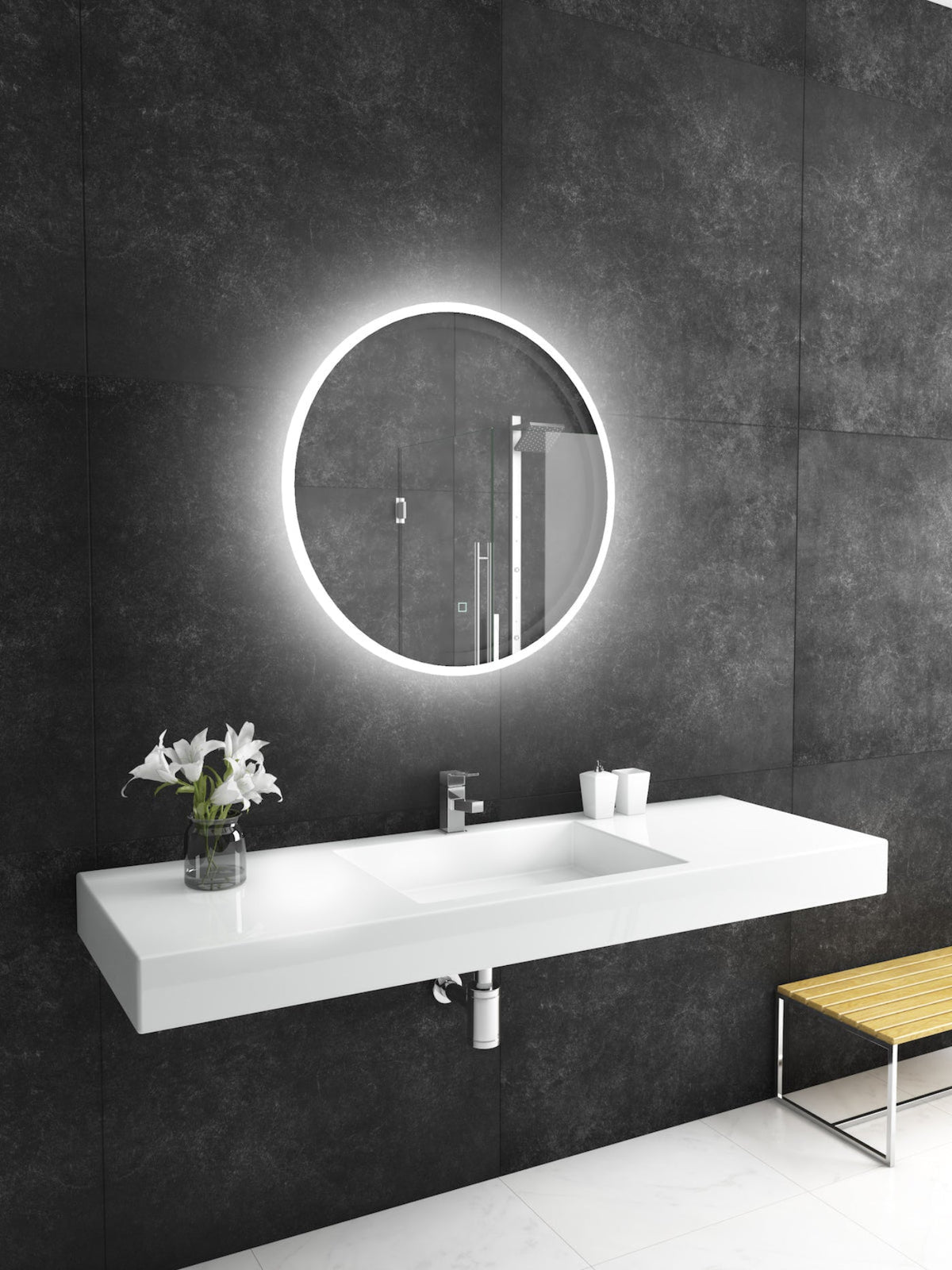Paris Mirror 32" x 32" Round Reflection Edge Lit Round Mirror With Touch/ON/OFF Dim Sensor Switch 6000K - REFLR32326000