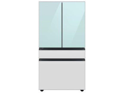 SAMSUNG Bespoke 36" 29 cu. ft. Standard Depth 4-Door French Door Smart Refrigerator with Beverage Center in Morning Blue and White Glass - RF29BB86004M