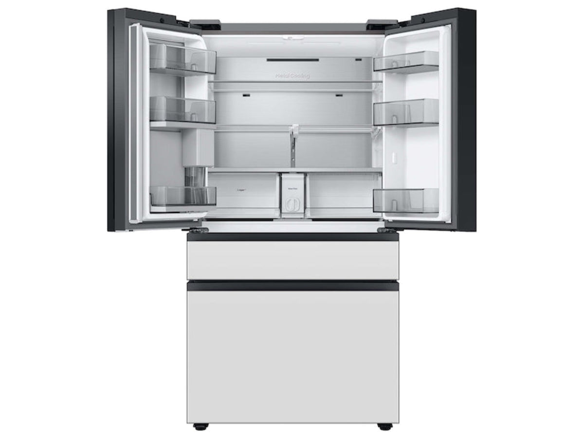 SAMSUNG Bespoke 36" 29 cu. ft. Standard Depth 4-Door French Door Smart Refrigerator with Beverage Center in Morning Blue and White Glass - RF29BB86004M