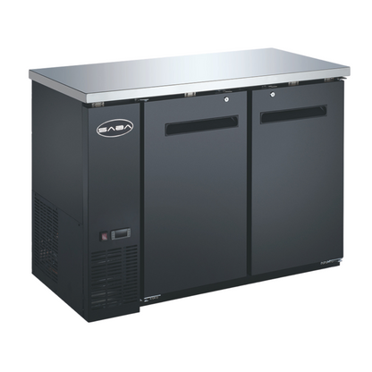 SABA  24" Depth 48" Two Door Commercial Back Bar Cooler (Black) - SBB-24-48B