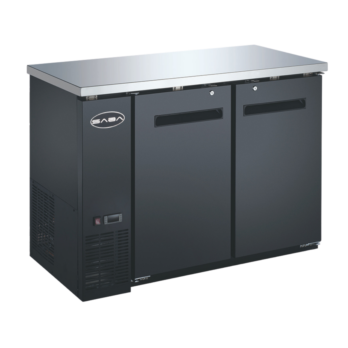 SABA  24" Depth 48" Two Door Commercial Back Bar Cooler (Black) - SBB-24-48B