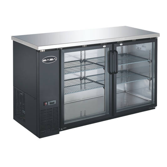 SABA - 24" Depth 60" Two Glass Door Commercial Back Bar Cooler (Black) - SBB-24-60G
