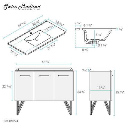 Swiss Madison Annecy 48" Bathroom Vanity in Black Walnut - SM-BV224 - Backyard Provider