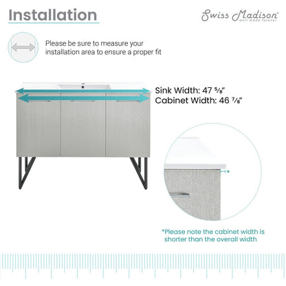 Swiss Madison Annecy 48" Bathroom Vanity in Brushed Grey - SM-BV234 - Backyard Provider