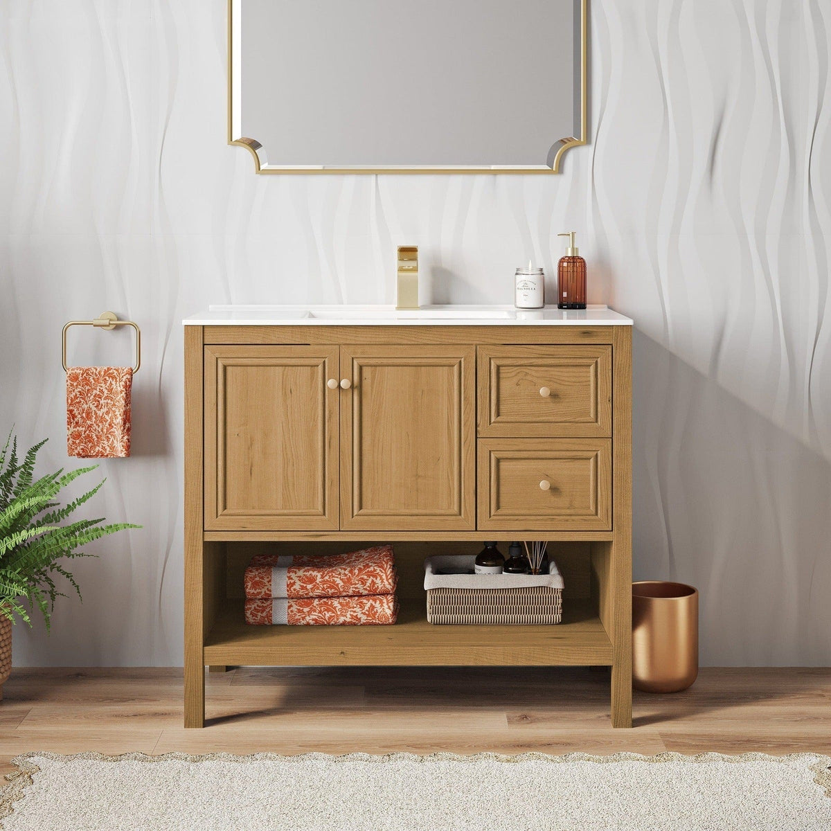 Swiss Madison Château 36" Bathroom Vanity in Natural Oak - SM-BV241 - Backyard Provider