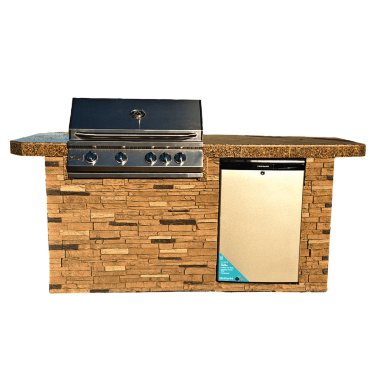 Kokomo St. John 7'6" BBQ Island with Bar on Three Sides and 4 Burner Built In BBQ Grill - ST.JOHN-LP
