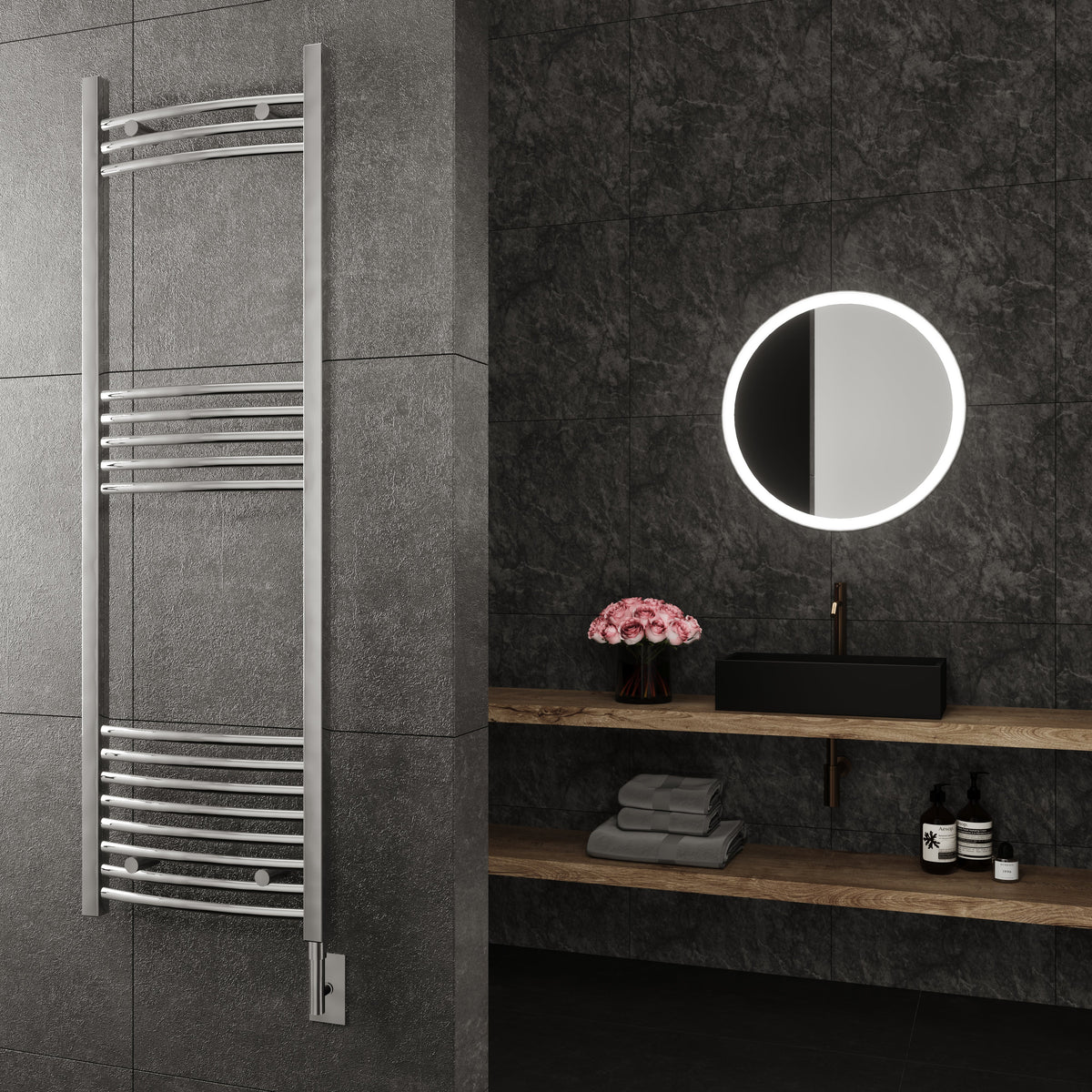 Paris Mirror Themis Wall Mounted Electric Towel Warmer in Chrome - THEMCHRCUR17