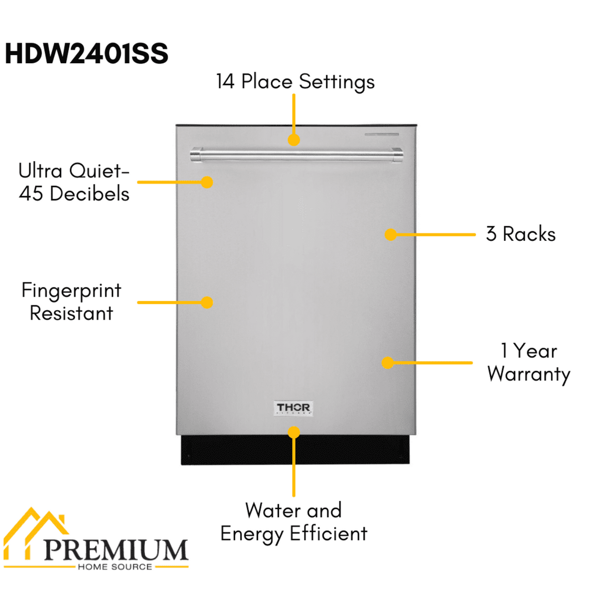 Thor Kitchen Appliance Package - Professional 30 inch Electric Range, Range Hood, Counter-Depth Refrigerator, Dishwasher, AP-HRE3001-3