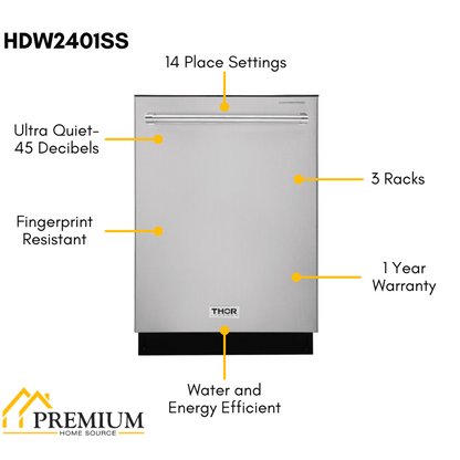 Thor Kitchen Appliance Package - 30 In. Gas Range, Range Hood, Microwave Drawer, Refrigerator, Dishwasher, Wine Cooler, AP-TRG3001-W-6