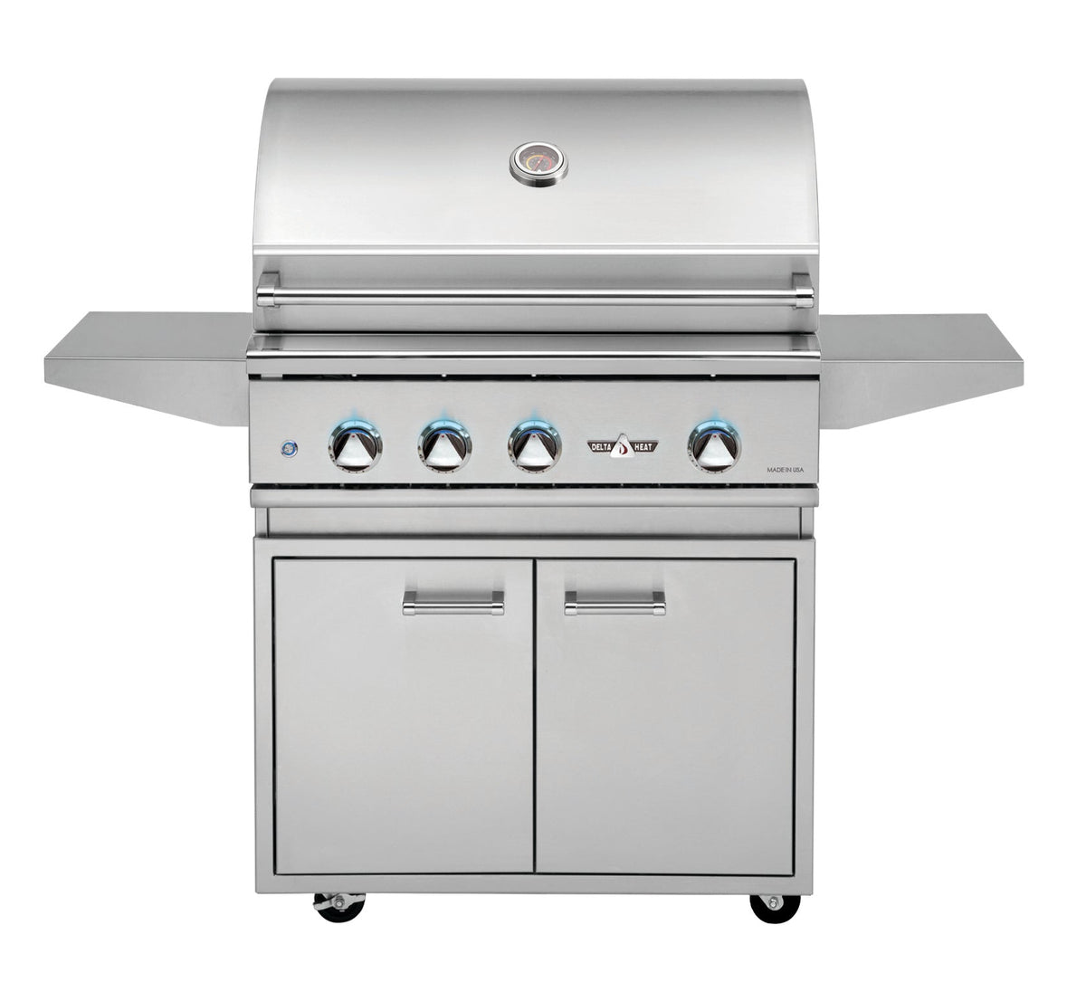 Delta Heat 32 Inch Natural Gas Grill on Cart with Interior Lights - DHGB32-C + DHBQ32G-DN