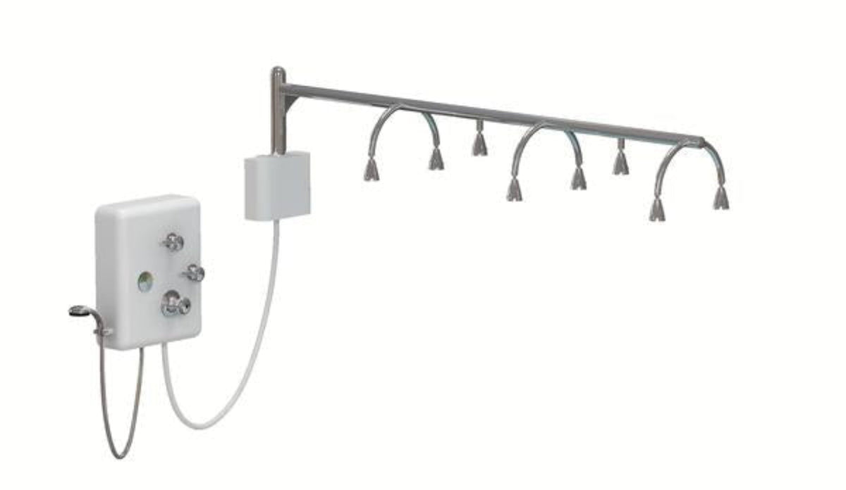 Touch America Stationary Neptune Wet Table and 8-Head Vichy Shower Deluxe Package - 82030+22003-0100