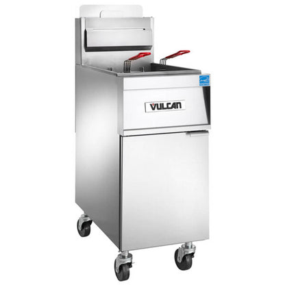 Vulcan 1TR45A-1 PowerFry3 Natural Gas 45-50 lb. Floor Fryer with Solid State Analog Controls - 70 000 BTU - 1TR45A-1