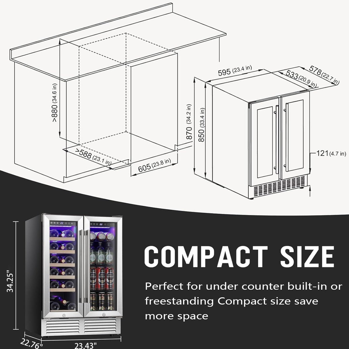 Antarctic Star 24 Inch Wine and Beverage Refrigerator - W51115