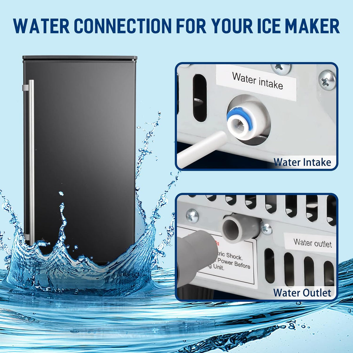 Antarctic Star Ice Maker Ice Scoop Handle Water Inlet Pipe Draining Pipe Quick Connector - Z5836F-black