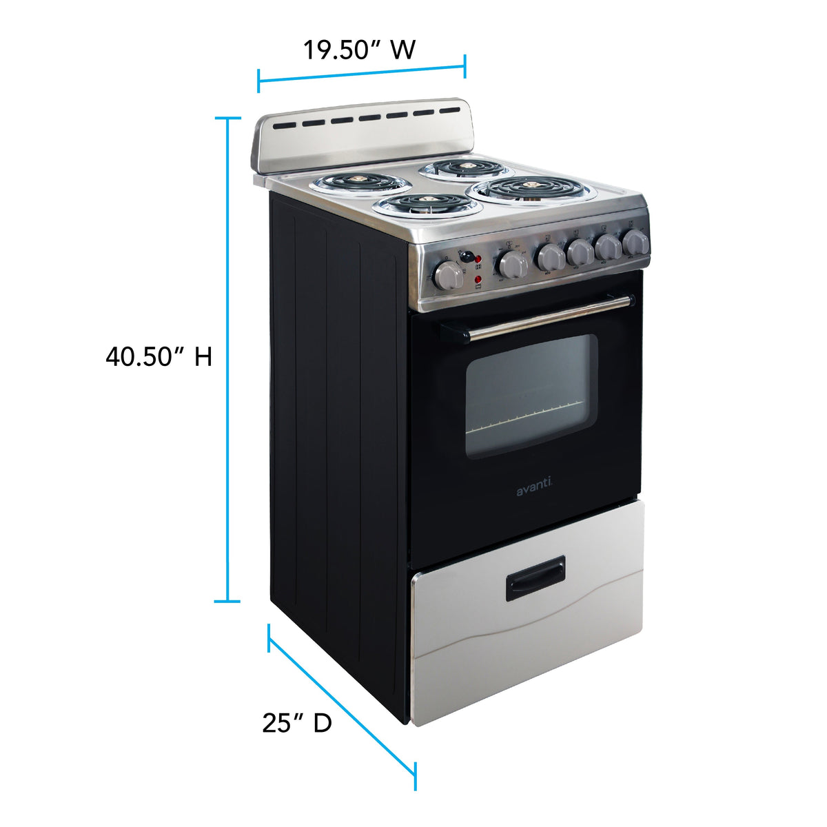 Avanti 20" Electric Range Oven with Framed Glass Door - ERU200P3S