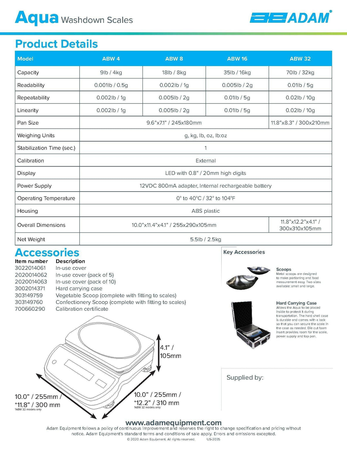 Adam Equipment Aqua Washdown Scales  - AE ABW-4
